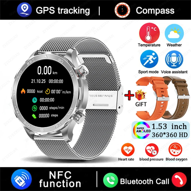2025 Waterproof Smart Watch – NFC, GPS, AMOLED, Health Monitor