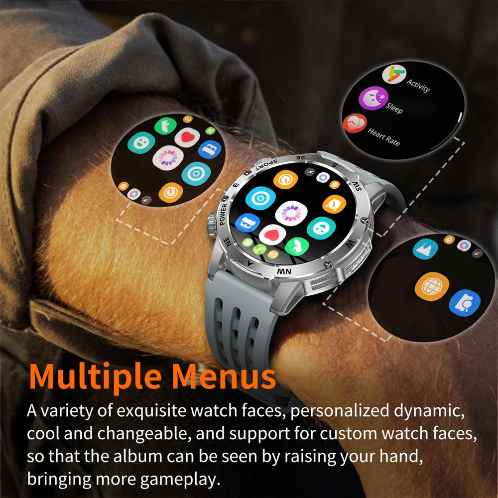 Outdoor Smart Watch – 800mAh Battery, Compass, IP68 Waterproof