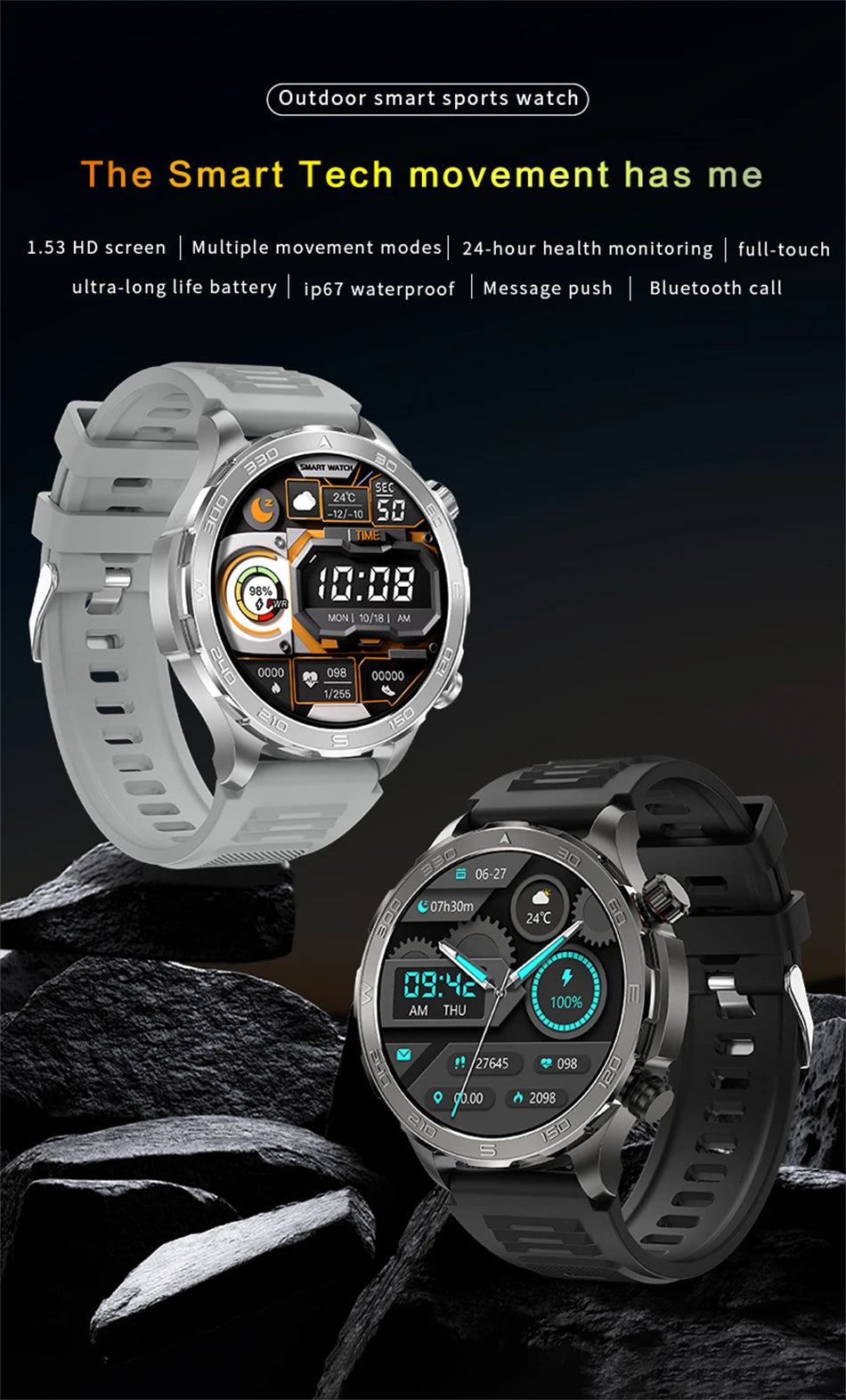 2025 Waterproof Smart Watch – NFC, GPS, AMOLED, Health Monitor