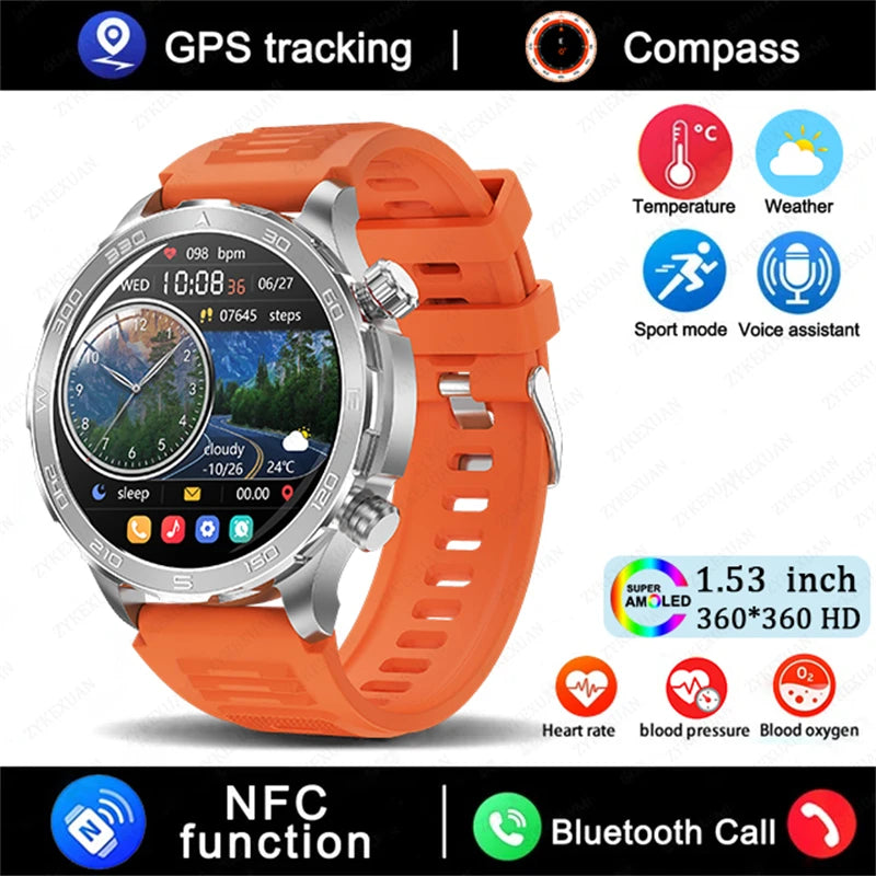 2025 Waterproof Smart Watch – NFC, GPS, AMOLED, Health Monitor