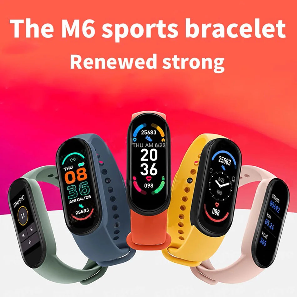 M6 Smart Watch – Fitness Tracker with Heart Rate & Blood Pressure Monitor