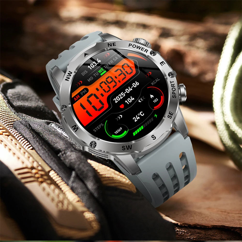 Outdoor Smart Watch – 800mAh Battery, Compass, IP68 Waterproof