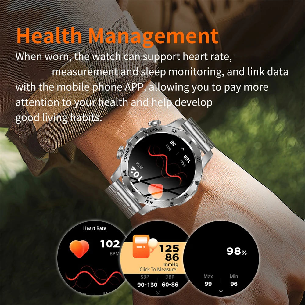 Outdoor Smart Watch – 800mAh Battery, Compass, IP68 Waterproof