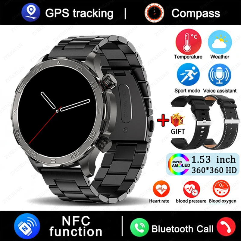 2025 Waterproof Smart Watch – NFC, GPS, AMOLED, Health Monitor