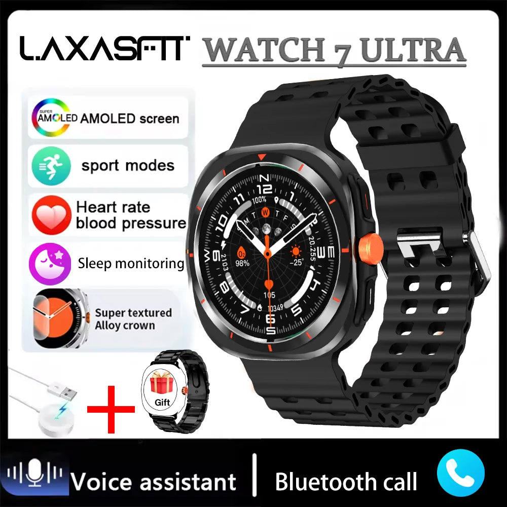 LAXASFIT GT7 Ultra Smartwatch – AMOLED Fitness & Health Tracker with Bluetooth Calling