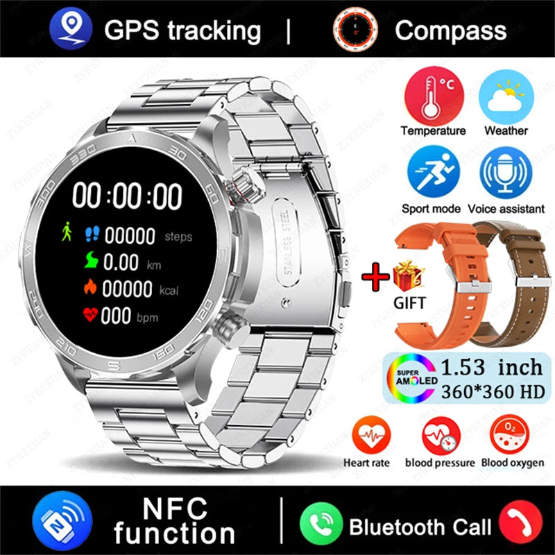 2025 Waterproof Smart Watch – NFC, GPS, AMOLED, Health Monitor