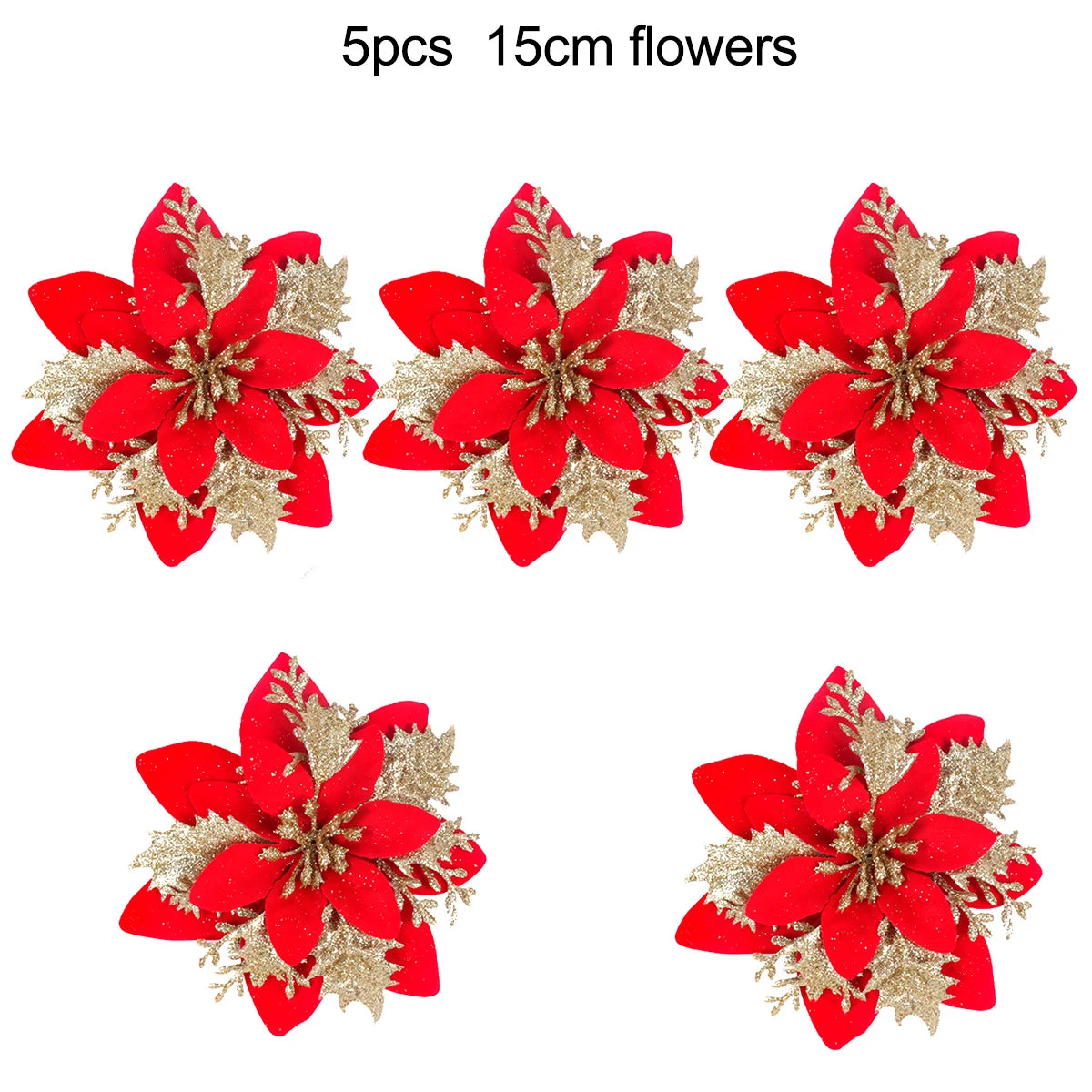 Sparkling Poinsettia Christmas Ornaments