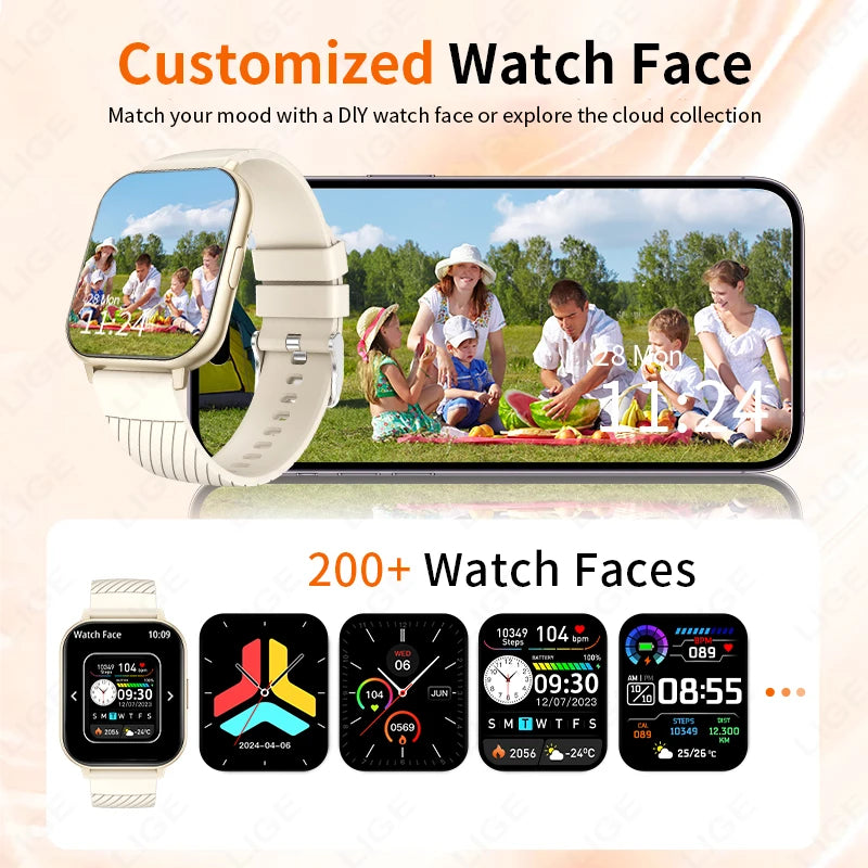 LIGE Smart Watch – 1.83” HD Screen, Bluetooth Call, Fitness Tracker