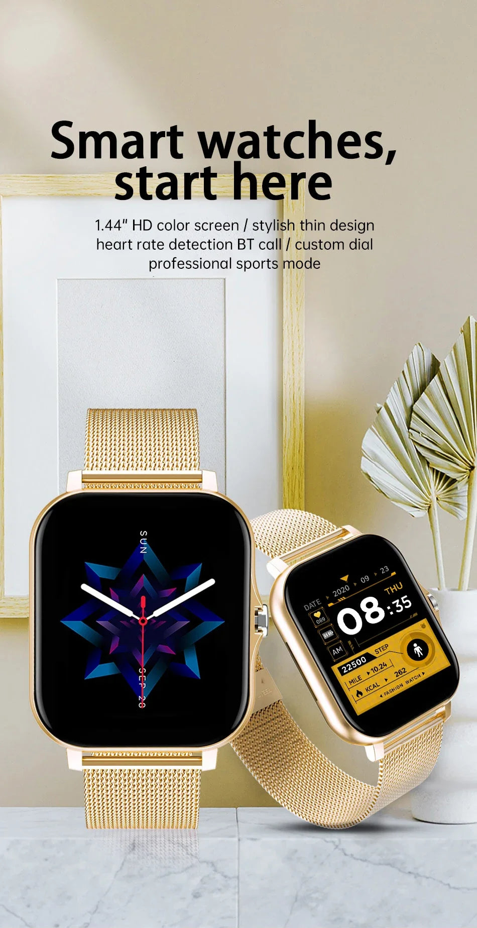 Smart Watch – 1.44” Color Screen, Bluetooth Call, Health Monitor