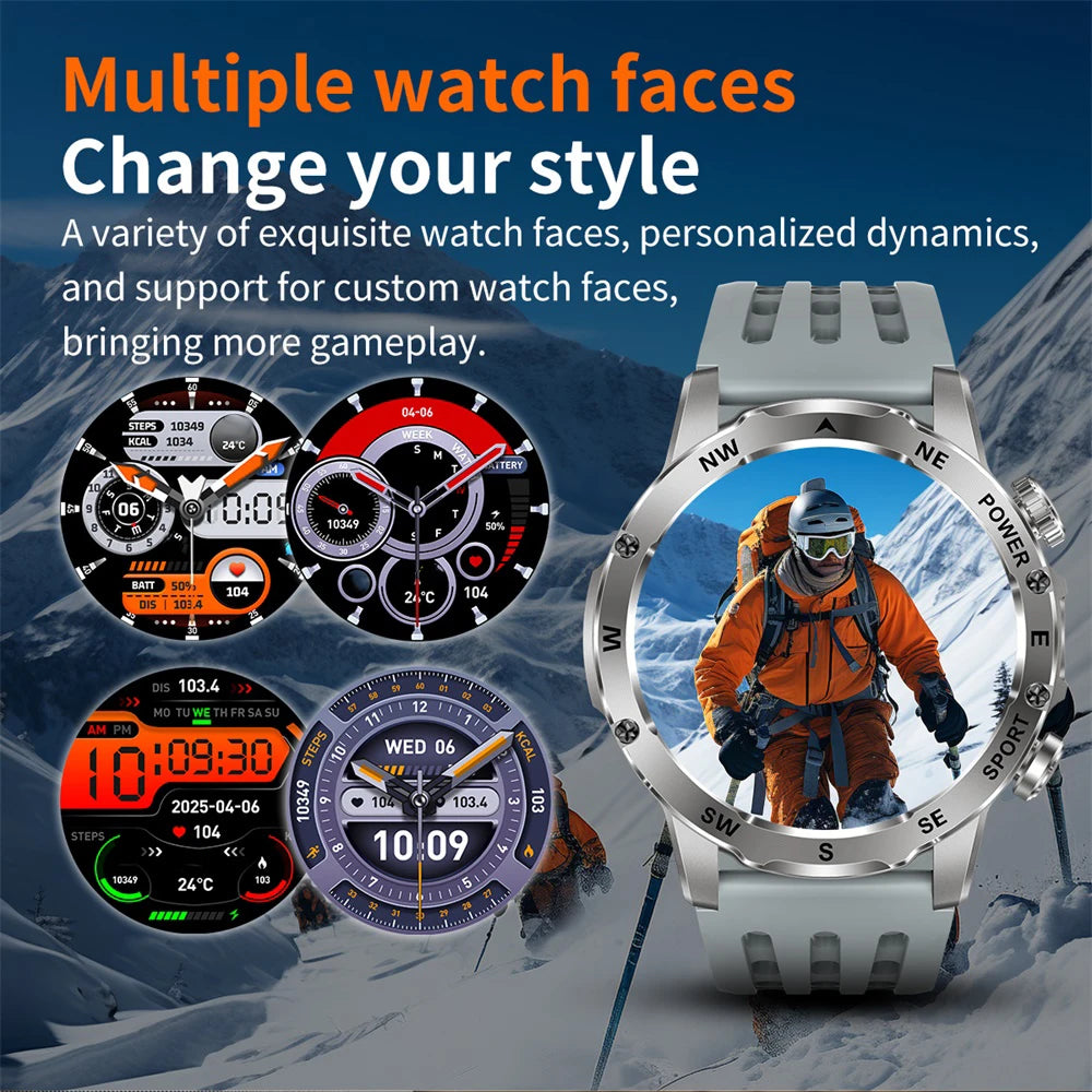 Outdoor Smart Watch – 800mAh Battery, Compass, IP68 Waterproof
