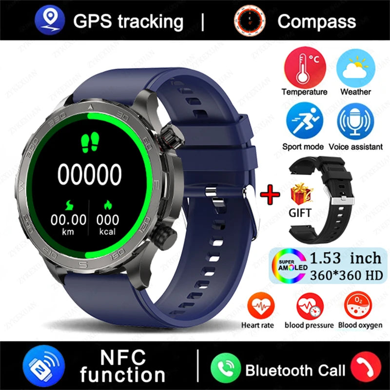 2025 Waterproof Smart Watch – NFC, GPS, AMOLED, Health Monitor