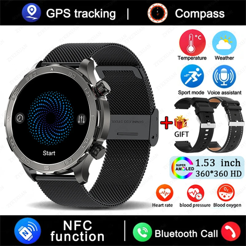 2025 Waterproof Smart Watch – NFC, GPS, AMOLED, Health Monitor