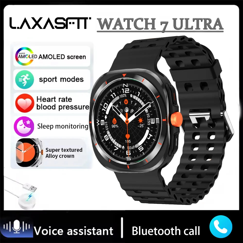 LAXASFIT GT7 Ultra Smartwatch – AMOLED Fitness & Health Tracker with Bluetooth Calling