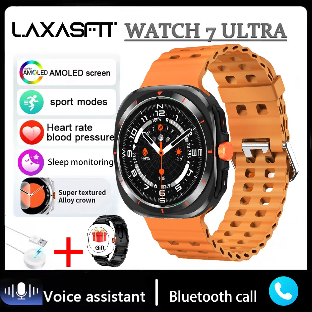 LAXASFIT GT7 Ultra Smartwatch – AMOLED Fitness & Health Tracker with Bluetooth Calling