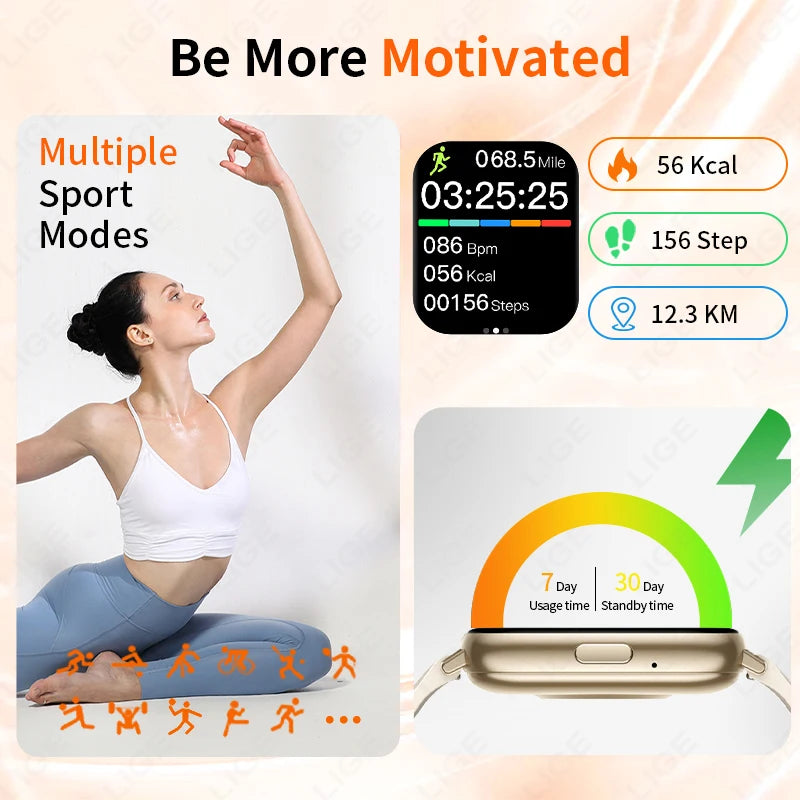 LIGE Smart Watch – 1.83” HD Screen, Bluetooth Call, Fitness Tracker