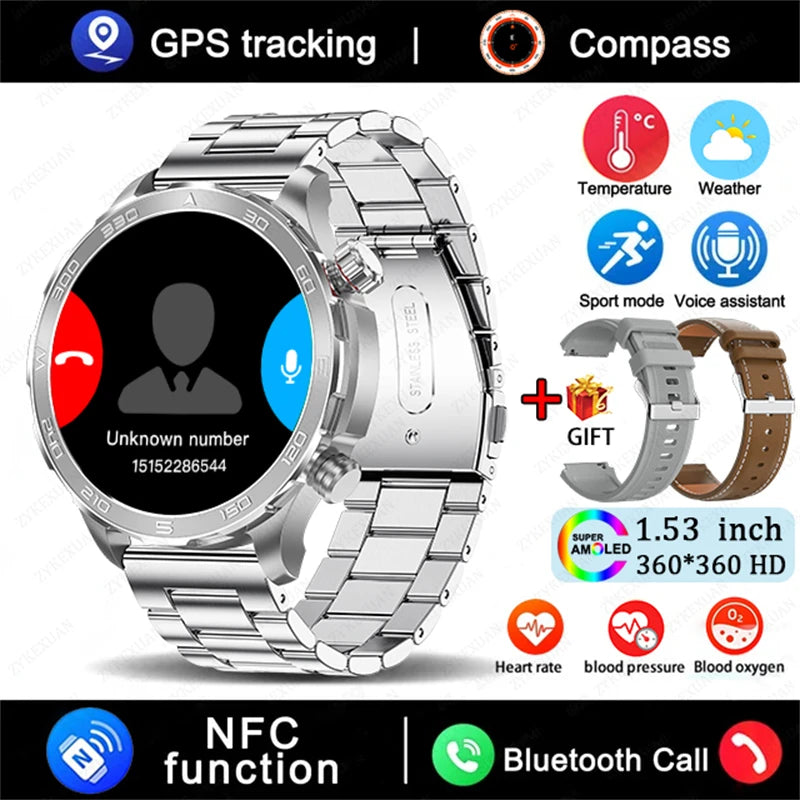 2025 Waterproof Smart Watch – NFC, GPS, AMOLED, Health Monitor