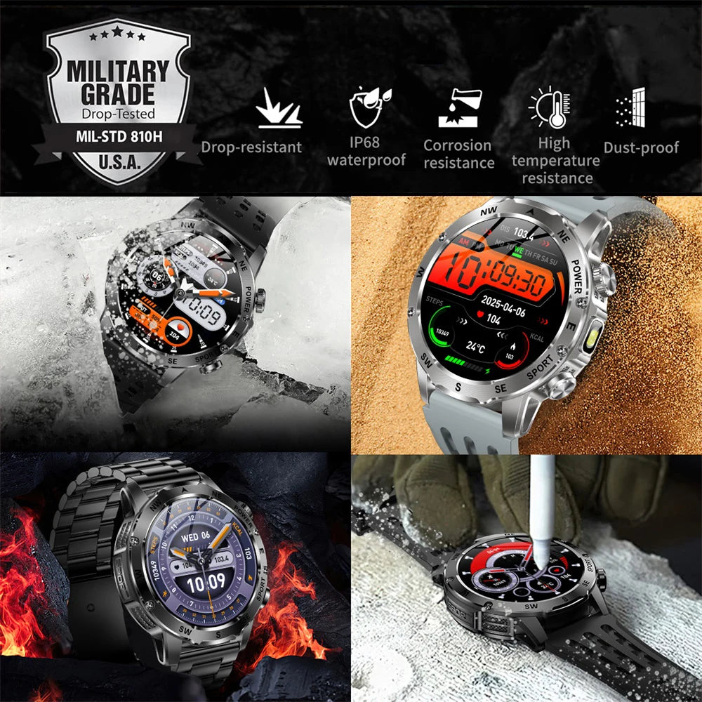 Outdoor Smart Watch – 800mAh Battery, Compass, IP68 Waterproof