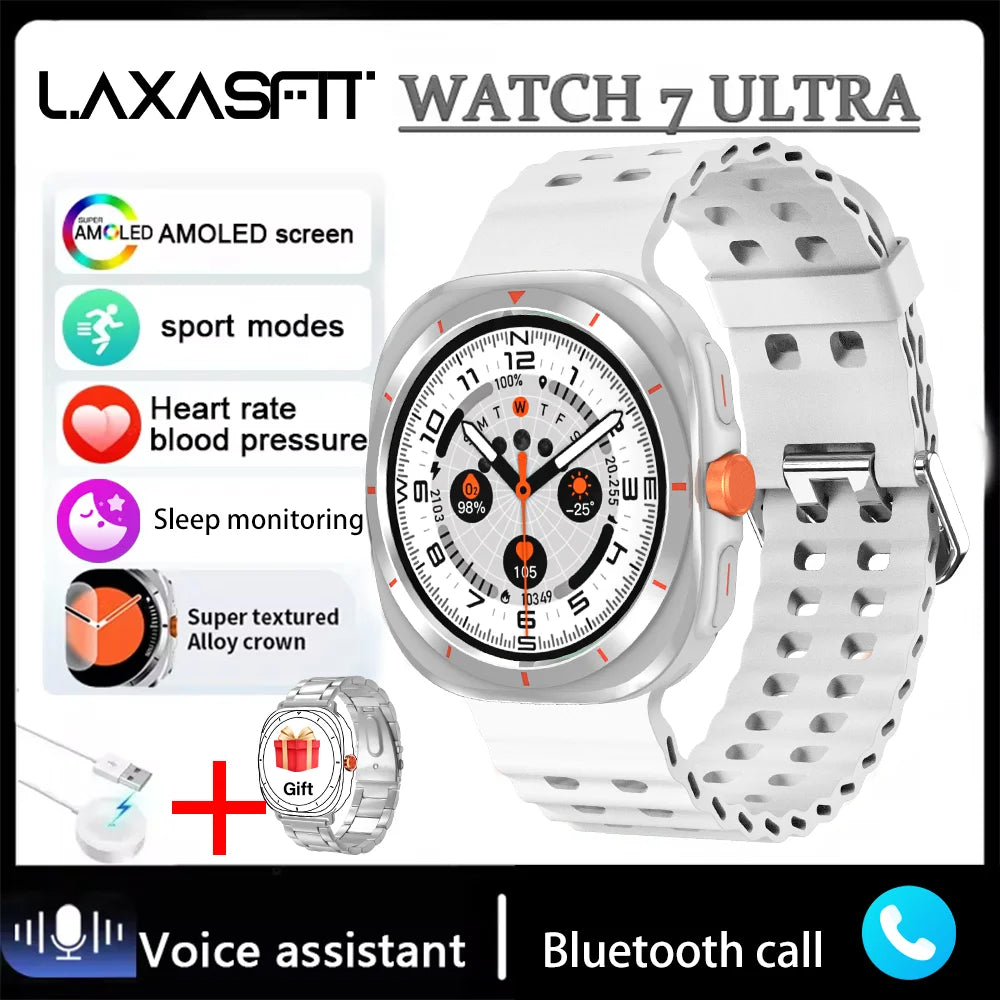 LAXASFIT GT7 Ultra Smartwatch – AMOLED Fitness & Health Tracker with Bluetooth Calling