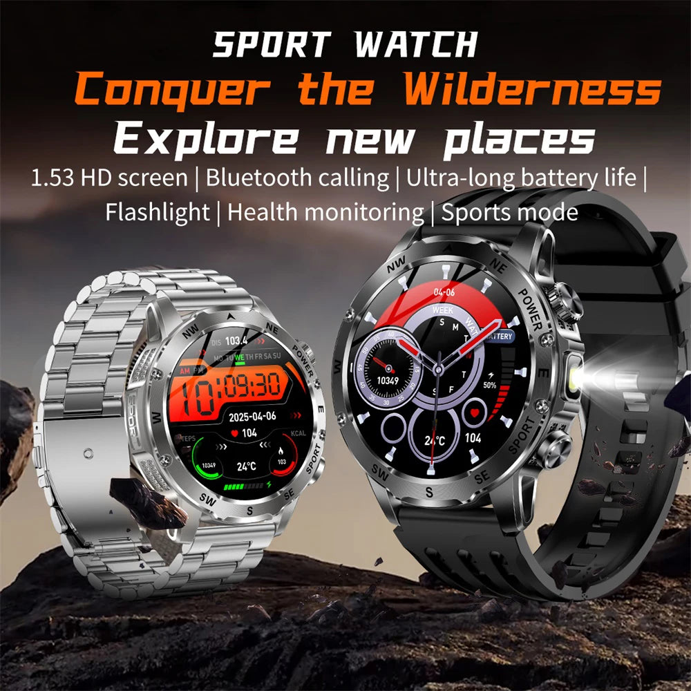 Outdoor Smart Watch – 800mAh Battery, Compass, IP68 Waterproof