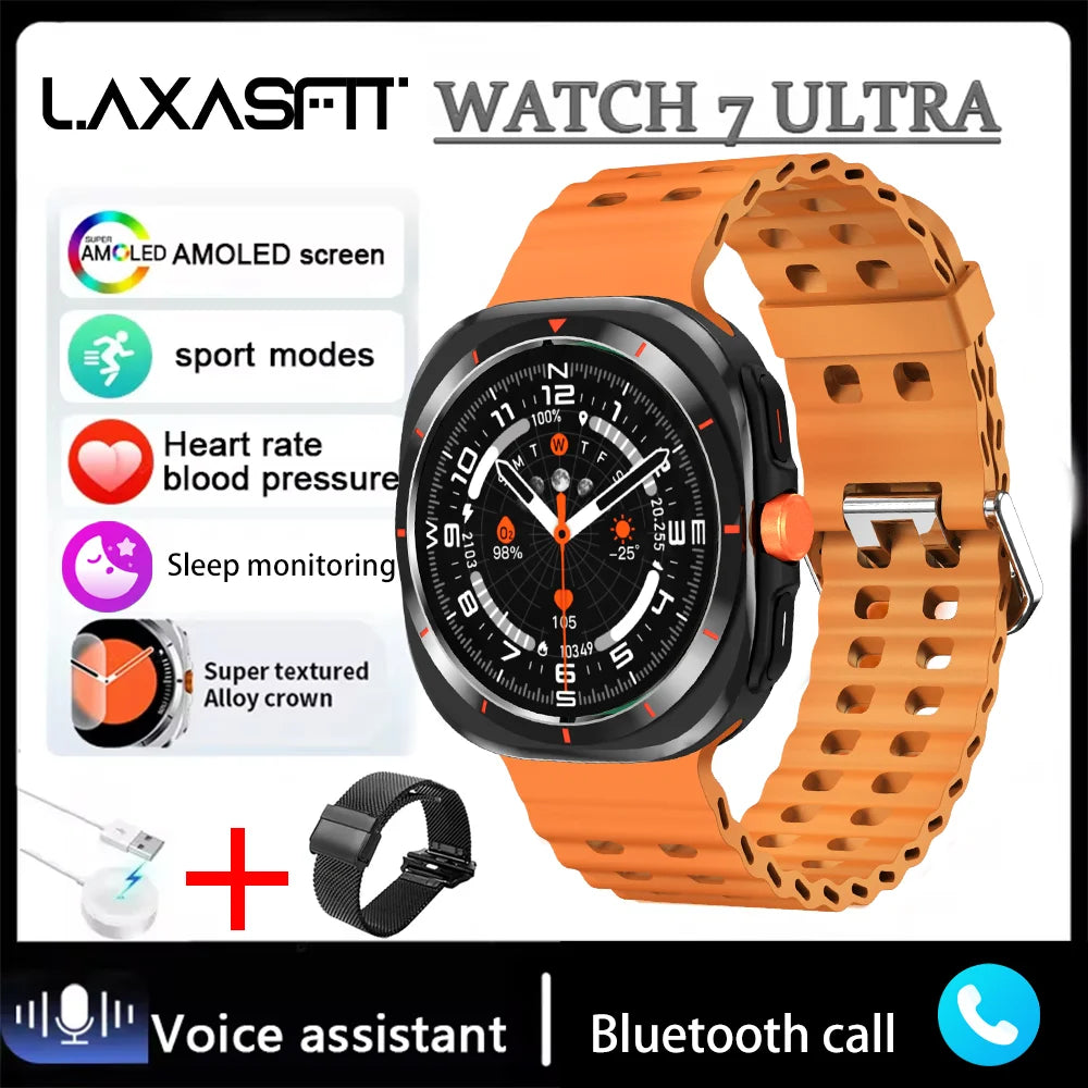 LAXASFIT GT7 Ultra Smartwatch – AMOLED Fitness & Health Tracker with Bluetooth Calling