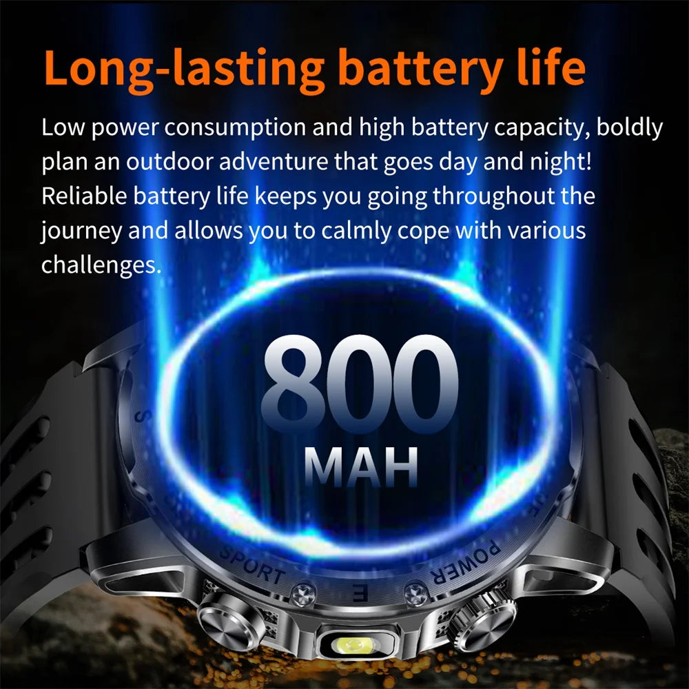 Outdoor Smart Watch – 800mAh Battery, Compass, IP68 Waterproof
