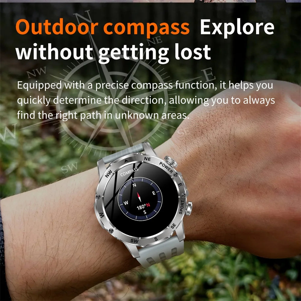 Outdoor Smart Watch – 800mAh Battery, Compass, IP68 Waterproof