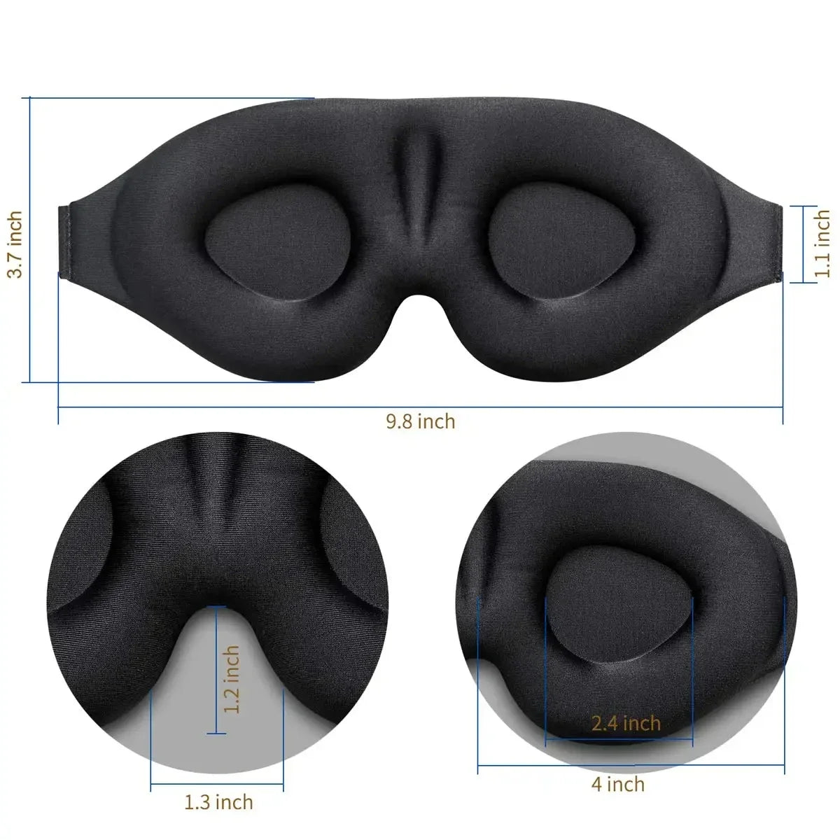3D Contoured Sleep Mask – Light Blocking Eye Mask for Men & Women