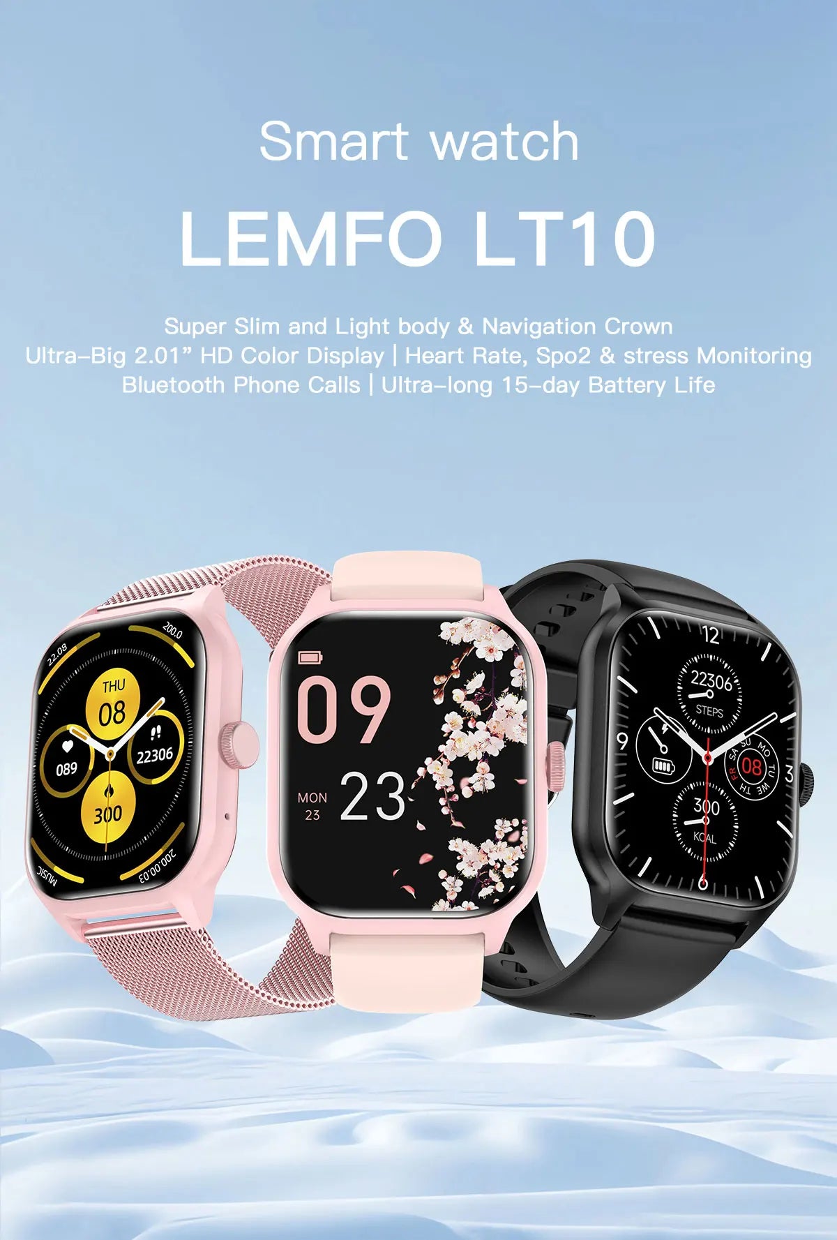 LEMFO LT10 Smartwatch 2024 – Bluetooth Call, Music & Fitness Tracker