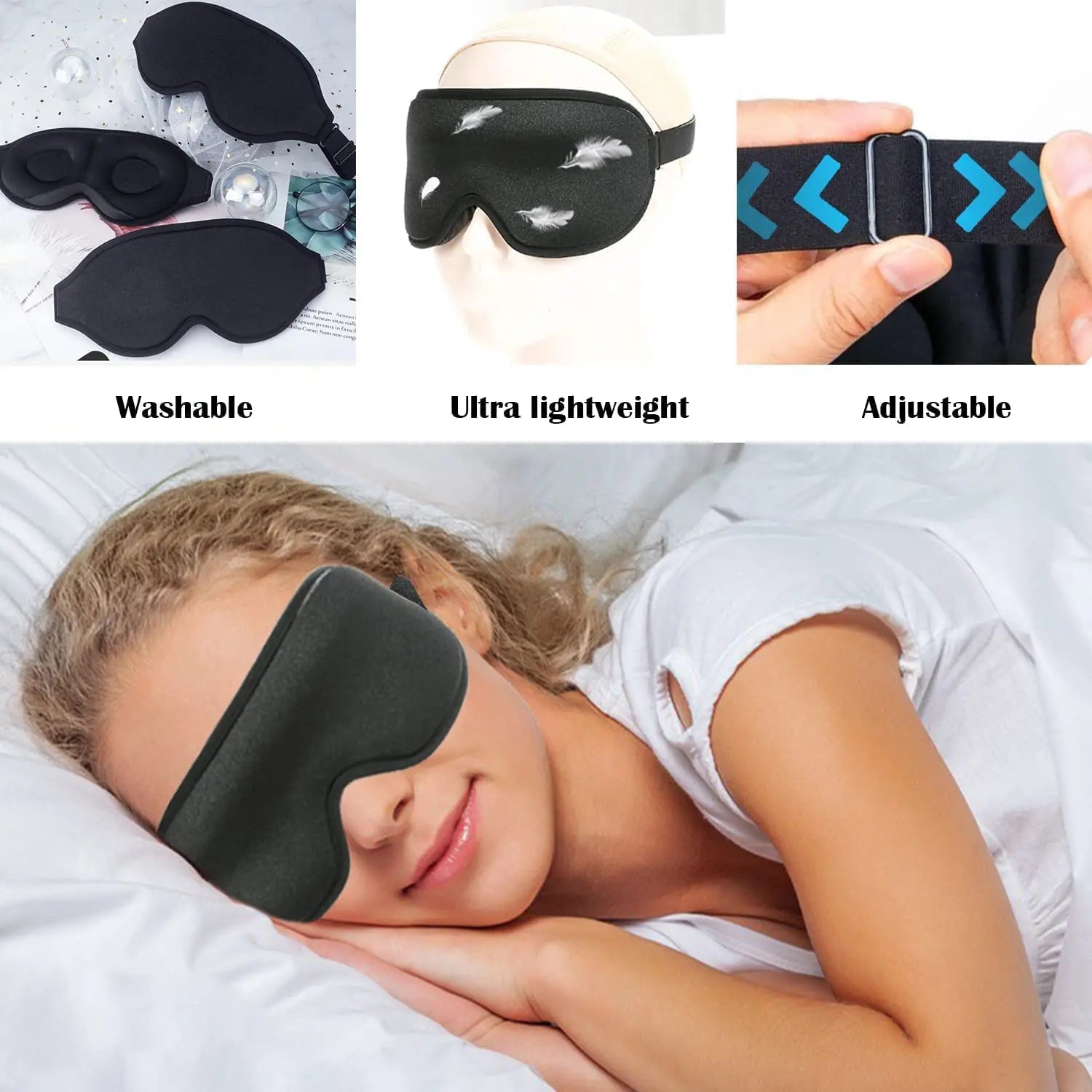 3D Blackout Sleep Mask with Adjustable Strap