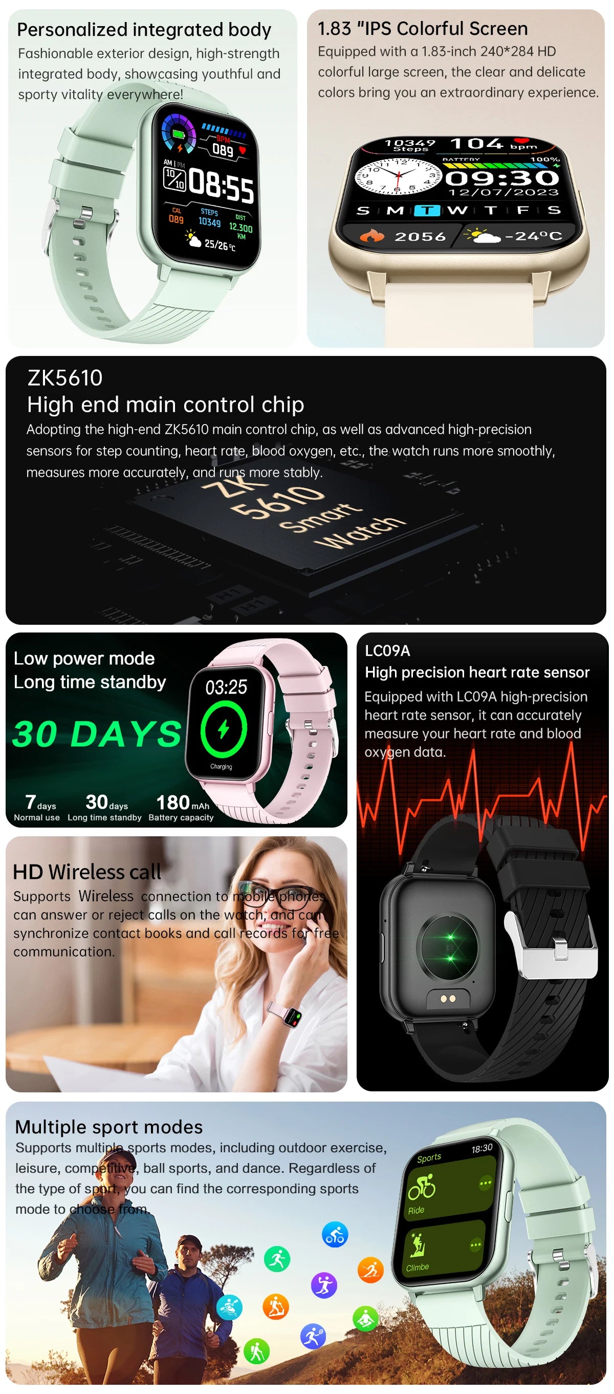 LIGE Smart Watch – 1.83” HD Screen, Bluetooth Call, Fitness Tracker