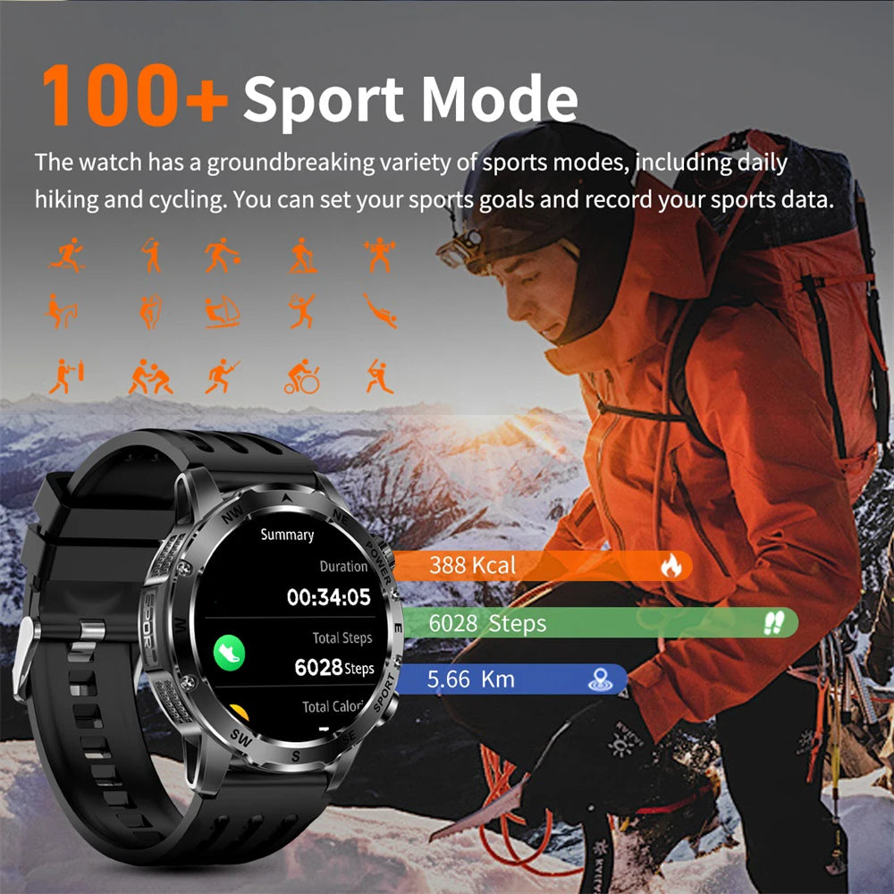 Outdoor Smart Watch – 800mAh Battery, Compass, IP68 Waterproof