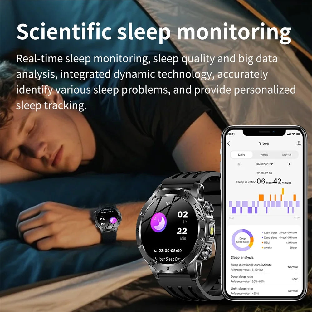 Outdoor Smart Watch – 800mAh Battery, Compass, IP68 Waterproof