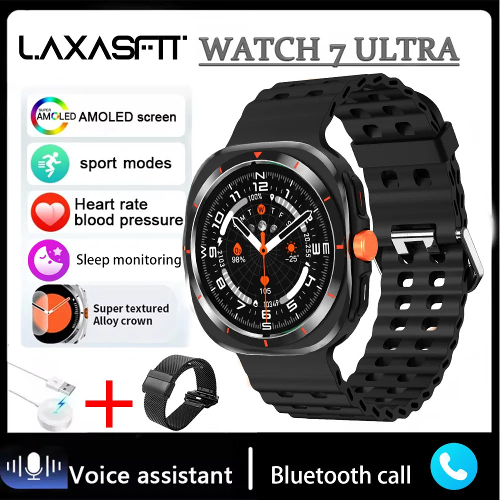 LAXASFIT GT7 Ultra Smartwatch – AMOLED Fitness & Health Tracker with Bluetooth Calling