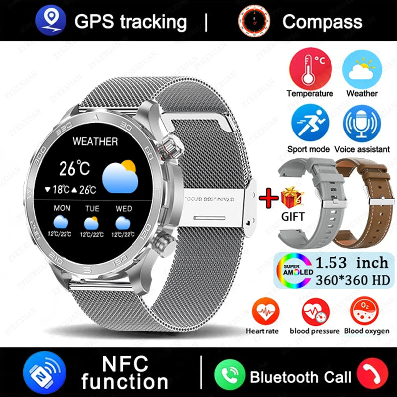 2025 Waterproof Smart Watch – NFC, GPS, AMOLED, Health Monitor