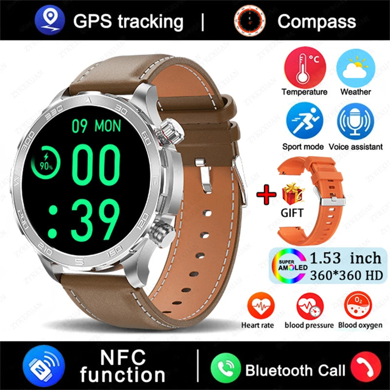 2025 Waterproof Smart Watch – NFC, GPS, AMOLED, Health Monitor