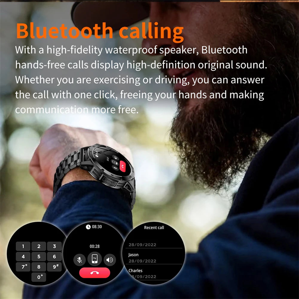 Outdoor Smart Watch – 800mAh Battery, Compass, IP68 Waterproof