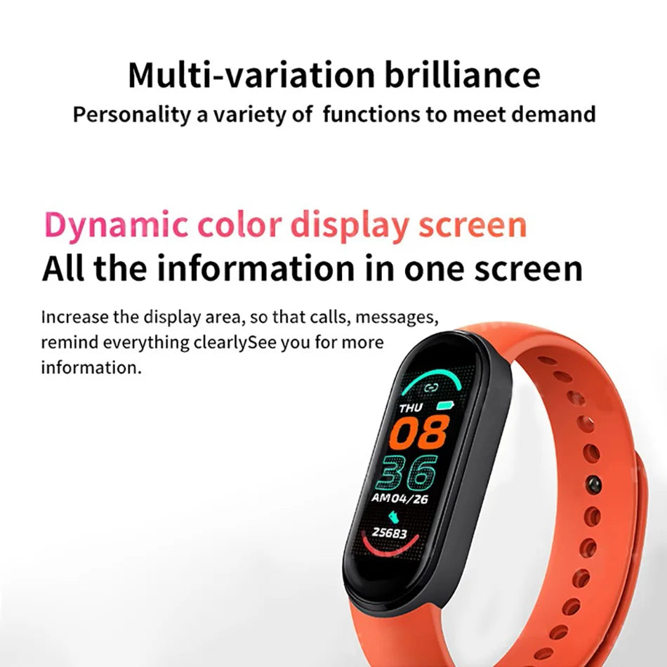 M6 Smart Watch – Fitness Tracker with Heart Rate & Blood Pressure Monitor