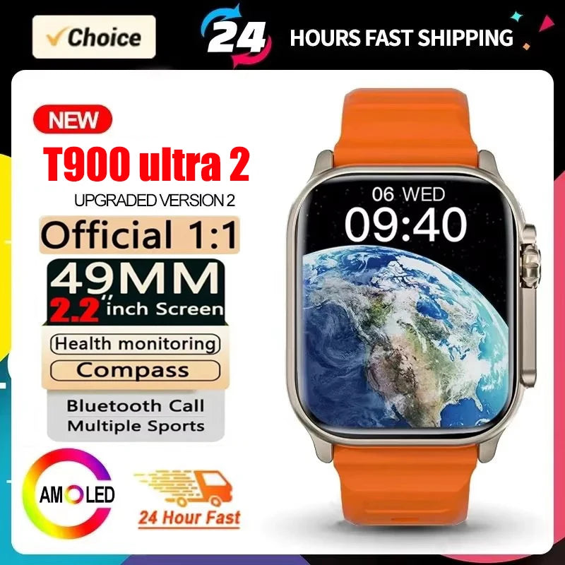 2025 T900 Ultra 2 Smart Watch – 49mm, 2.3” AMOLED, NFC, Waterproof